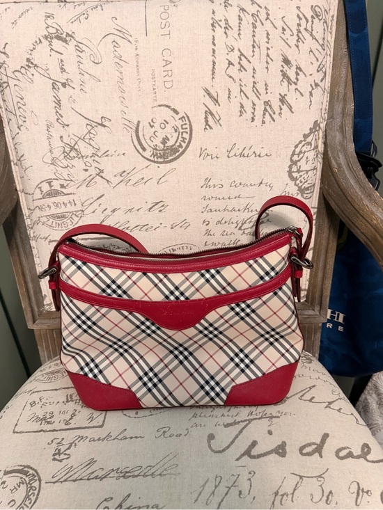 Burberry Handbags - Vintage Burberry Nova Check Crossbody Bag with Red Trim with COA